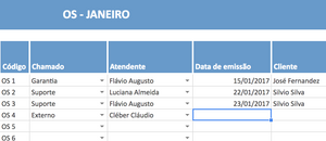 Planilha Google de Ordem de Serviço